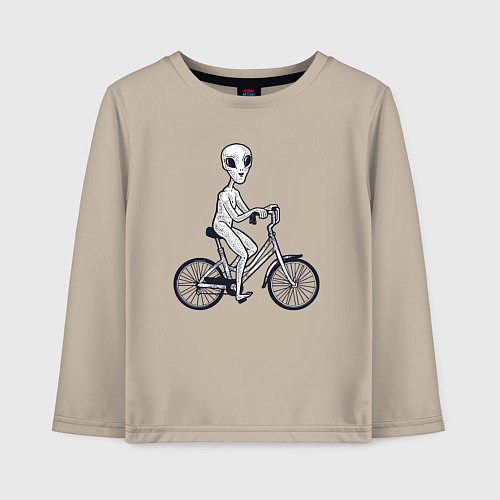 Детский лонгслив Пришелец на велике / Миндальный – фото 1