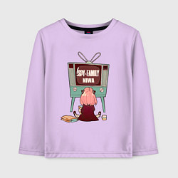 Лонгслив хлопковый детский Аня из аниме и манги spy x family, цвет: лаванда