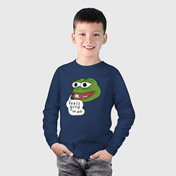 Лонгслив хлопковый детский Pepe feels good man, цвет: тёмно-синий — фото 2