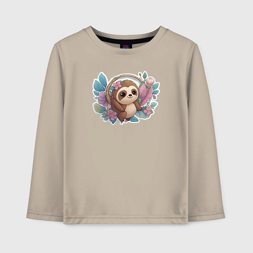 Детский лонгслив Маленький ленивец / Миндальный – фото 1