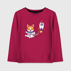 Лонгслив хлопковый детский Пёсик в космосе, цвет: маджента