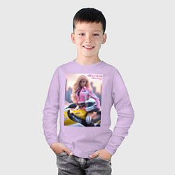 Лонгслив хлопковый детский Barbie racing - ai art, цвет: лаванда — фото 2
