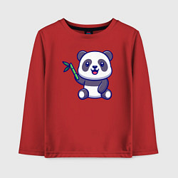 Лонгслив хлопковый детский Панда и бамбук, цвет: красный
