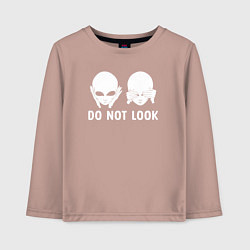 Лонгслив хлопковый детский Белый пришелец - do not look, цвет: пыльно-розовый