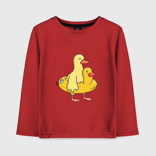 Детский лонгслив Две утки / Красный – фото 1