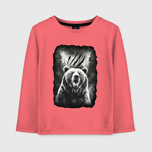 Детский лонгслив Большой Медведь / Коралловый – фото 1