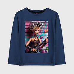 Лонгслив хлопковый детский Barbie - punk guitarist neural network, цвет: тёмно-синий
