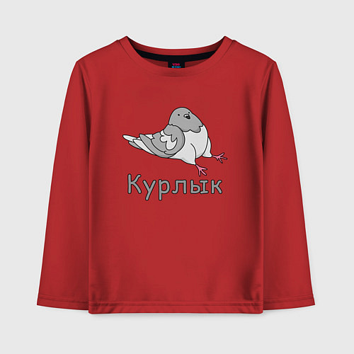 Детский лонгслив Курлык голубь / Красный – фото 1