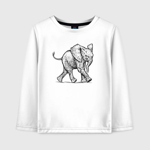 Детский лонгслив Слоненок бежит / Белый – фото 1