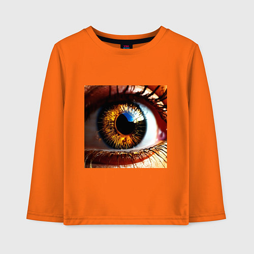 Детский лонгслив Золотой карий глаз в стиле стимпанк / Оранжевый – фото 1