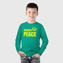 Лонгслив хлопковый детский Выбирай мир, цвет: зеленый — фото 2