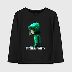 Лонгслив хлопковый детский Minecraft девушка с зелеными волосами, цвет: черный