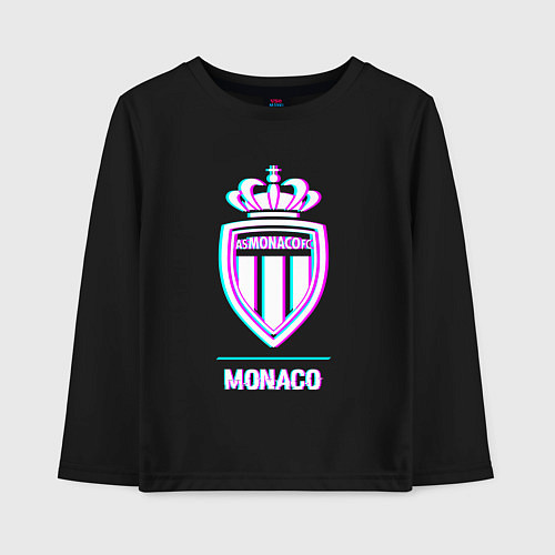 Детский лонгслив Monaco FC в стиле glitch / Черный – фото 1