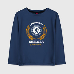 Лонгслив хлопковый детский Лого Chelsea и надпись legendary football club, цвет: тёмно-синий