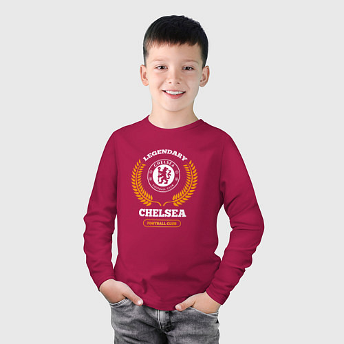Детский лонгслив Лого Chelsea и надпись legendary football club / Маджента – фото 3