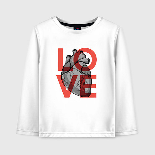 Детский лонгслив Love с сердцем / Белый – фото 1