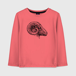 Лонгслив хлопковый детский Профиль барана, цвет: коралловый