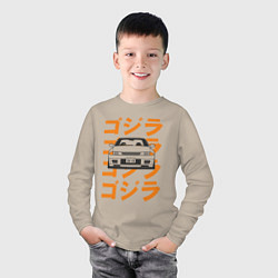 Лонгслив хлопковый детский Nissan Skyline GTR32, цвет: миндальный — фото 2