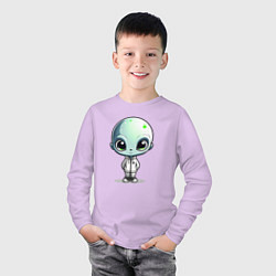 Лонгслив хлопковый детский Милый инопланетянин с большими глазами, цвет: лаванда — фото 2