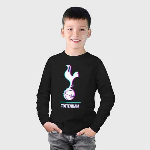 Детский лонгслив Tottenham FC в стиле glitch / Черный – фото 3