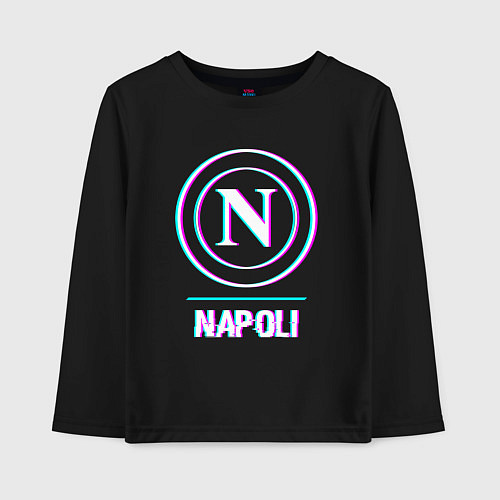 Детский лонгслив Napoli FC в стиле glitch / Черный – фото 1