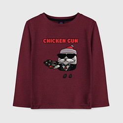 Лонгслив хлопковый детский Chicken gun santa, цвет: меланж-бордовый