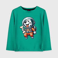 Лонгслив хлопковый детский Dalmatian cosmonaut puppy with a bone, цвет: зеленый