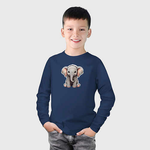 Детский лонгслив Красивый африканский слоненок / Тёмно-синий – фото 3