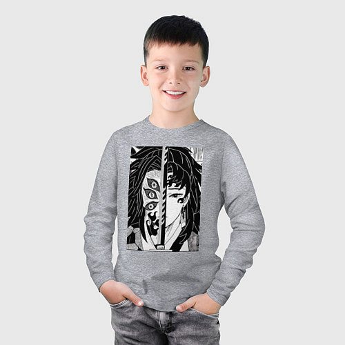 Детский лонгслив Клинок рассекающий демонов Ериичи Цугикуни Кокушиб / Меланж – фото 3