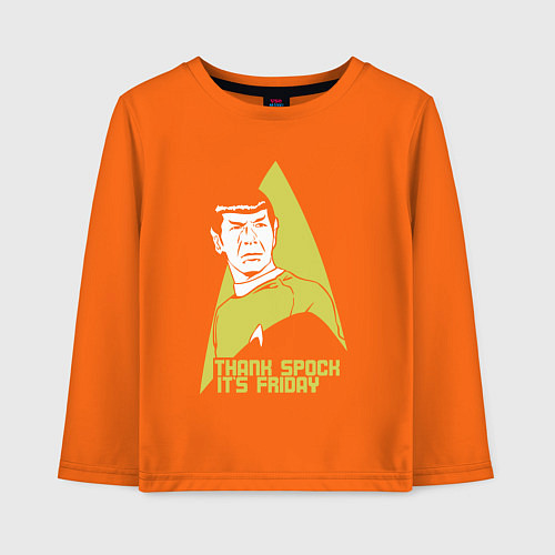 Детский лонгслив Спасибо Спок сегодня пятница / Оранжевый – фото 1