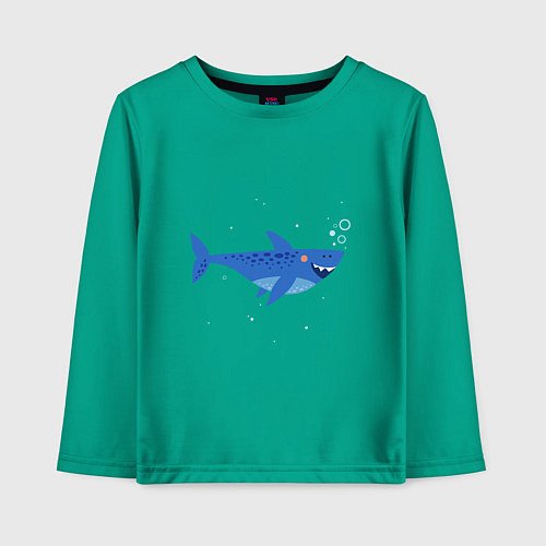 Детский лонгслив Синяя акула / Зеленый – фото 1