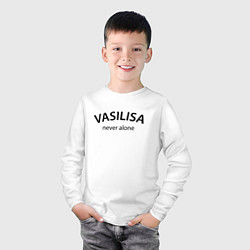 Лонгслив хлопковый детский Vasilisa never alone - motto, цвет: белый — фото 2