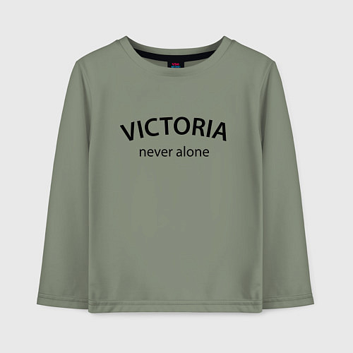 Детский лонгслив Victoria never alone - motto / Авокадо – фото 1