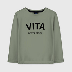 Лонгслив хлопковый детский Vita never alone - motto, цвет: авокадо