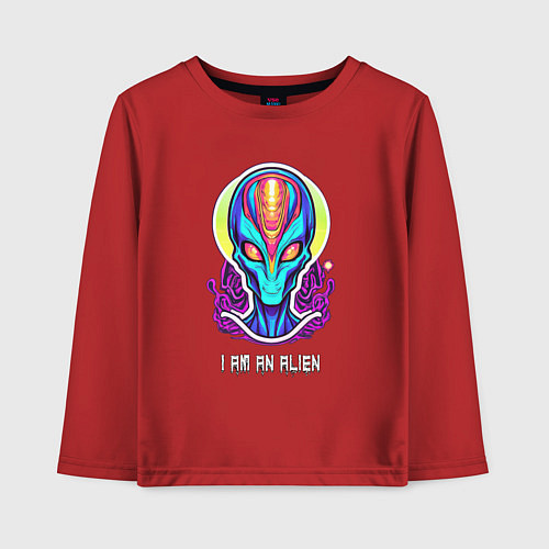 Детский лонгслив I am an alien / Красный – фото 1
