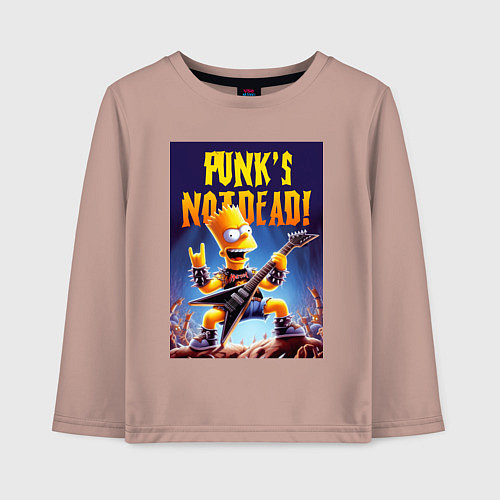 Детский лонгслив Bart Simpson - punks not dead / Пыльно-розовый – фото 1