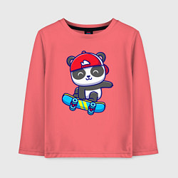 Лонгслив хлопковый детский Panda skater, цвет: коралловый