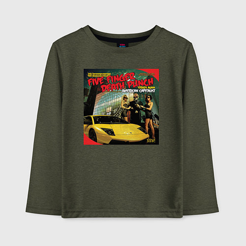 Детский лонгслив Five finger death punch - American capitalist / Меланж-хаки – фото 1