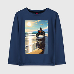 Лонгслив хлопковый детский On the beach, цвет: тёмно-синий