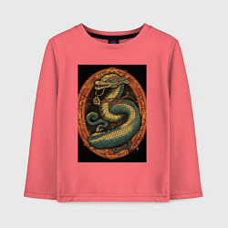 Лонгслив хлопковый детский Дракон Муай Тай, цвет: коралловый