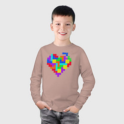 Лонгслив хлопковый детский Color tetris, цвет: пыльно-розовый — фото 2