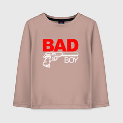 Лонгслив хлопковый детский Bad boy - with gun, цвет: пыльно-розовый