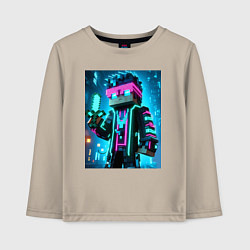 Детский лонгслив Minecraft - neon character ai art