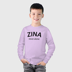 Лонгслив хлопковый детский Zina never alone - motto, цвет: лаванда — фото 2