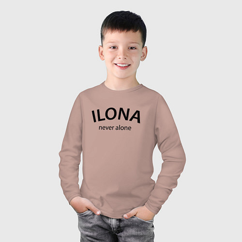 Детский лонгслив Ilona never alone - motto / Пыльно-розовый – фото 3