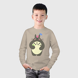Лонгслив хлопковый детский Totoro game, цвет: миндальный — фото 2