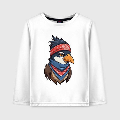 Детский лонгслив Птица в бандане в стиле Хип-хоп / Белый – фото 1