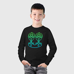 Лонгслив хлопковый детский Красивый зеленый кельтский узор, цвет: черный — фото 2