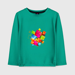 Лонгслив хлопковый детский Цветные квадраты, цвет: зеленый