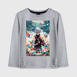Лонгслив хлопковый детский Адский рай Габимару цветы, цвет: меланж